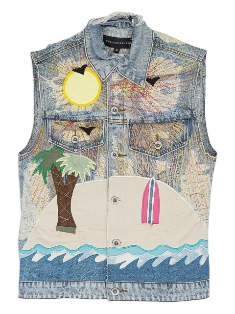 Who Decides War appliqué-detail vest Blue 11300850030
