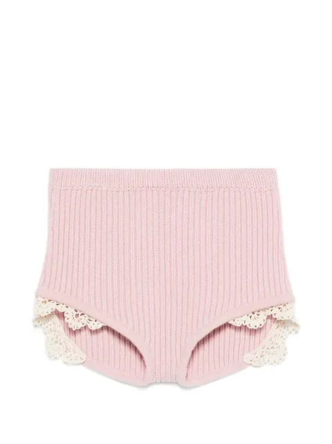 Magda Butrym lace-trim knitted shorts Pink 323426