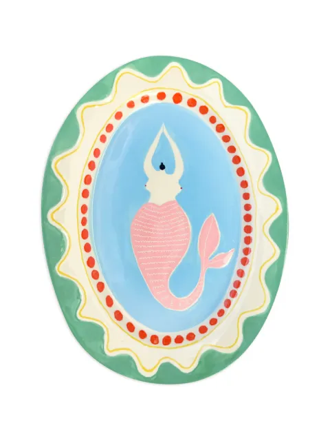 LAETITIA ROUGET large mermaid-print decorative plate Blue 25LRP01MG
