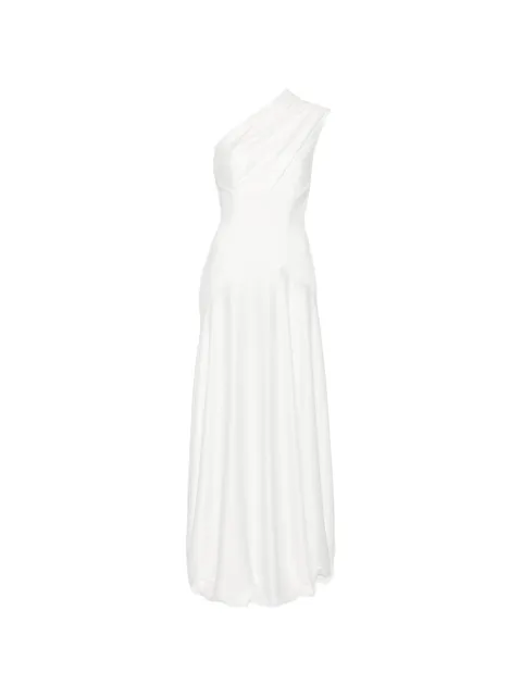 Solace London one-shoulder draped maxi dress White OS48013