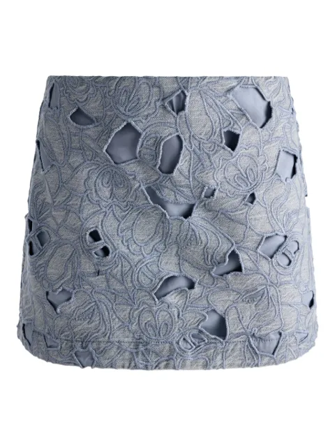 alice + olivia embroidered eyelet mini skirt Blue CD512D94320