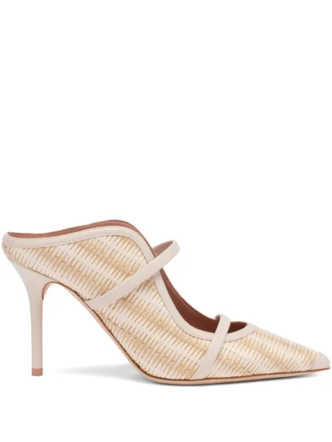 Malone Souliers Maureen striped raffia 85mm mules Neutrals MAUREEN85313