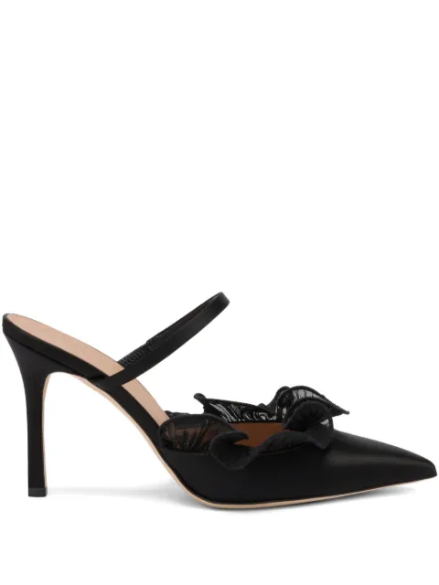 Malone Souliers Cecile bow-detail ruffled mules Black CECILE901