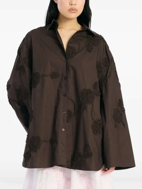 ROTATE BIRGER CHRISTENSEN flower oversized shirt Brown 1151031667