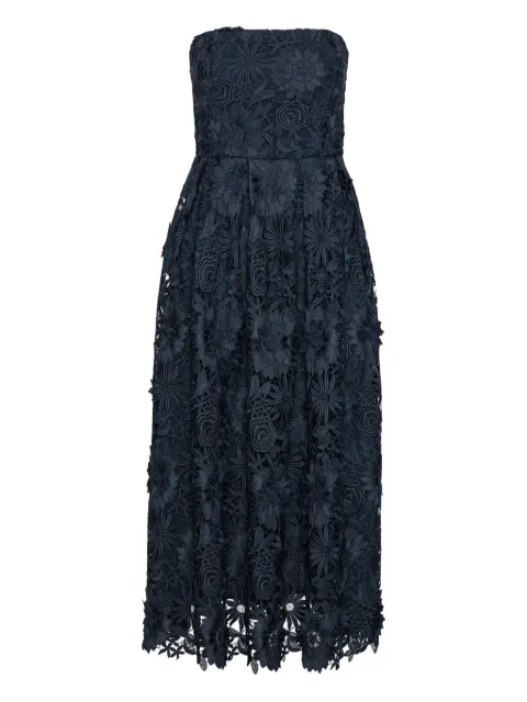 ROTATE BIRGER CHRISTENSEN 3D lace flared midi dress Blue 1160131725BCR18221725