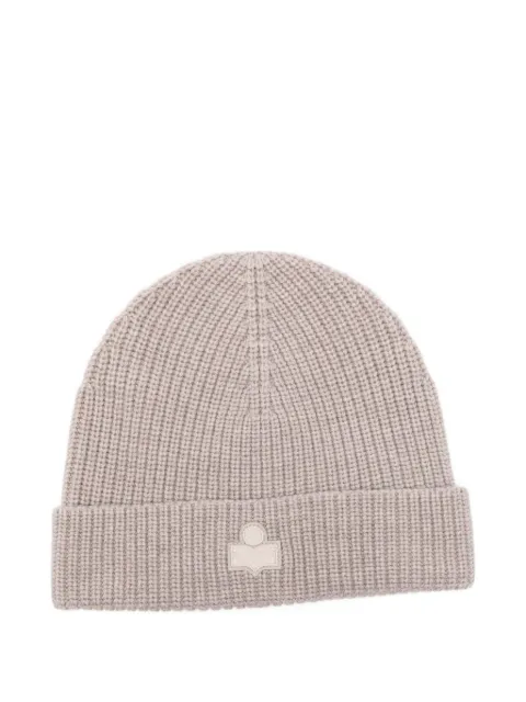 MARANT logo-patch beanie hat Neutrals BE015MHAA4L01J