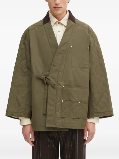 Kenzo Weave quilted tie-detail jacket Green FF65MA1469HD