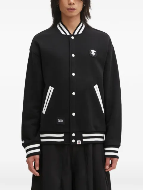 AAPE BY *A BATHING APE® striped-trim button-fastening bomber jacket Black AAPSWMC360XXP