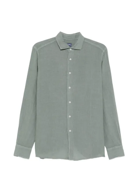 Fedeli slub-texture long-sleeve shirt Green TUD00501