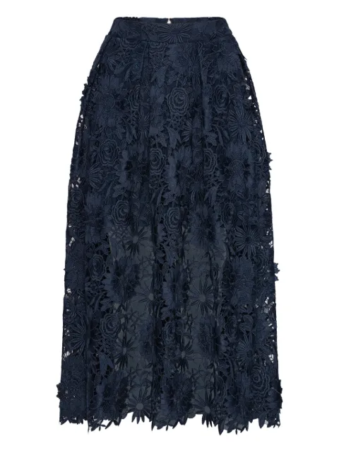 ROTATE BIRGER CHRISTENSEN 3D lace midi skirt dark blue Blue 1160151725