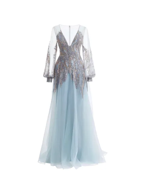 Gemy Maalouf beaded maxi dress Blue EDPF252081LD