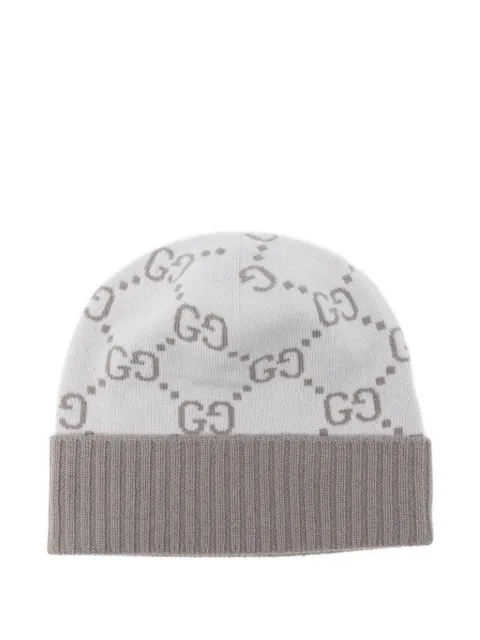 Gucci GG-pattern beanie hat Grey 8113923GAC0