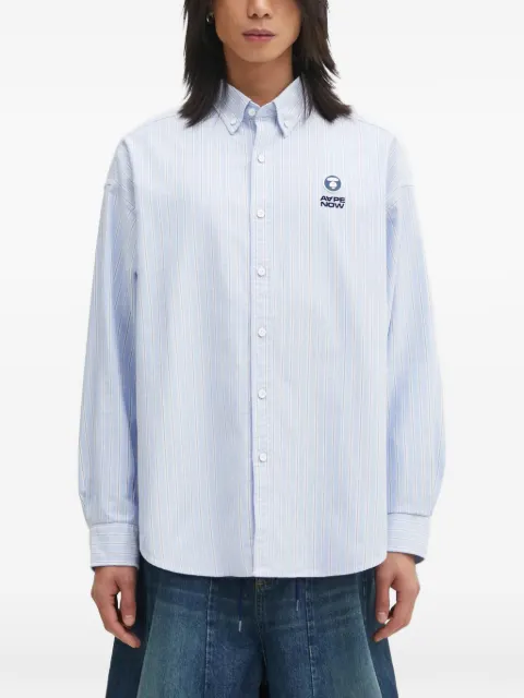 AAPE BY *A BATHING APE® striped-pattern logo-patch shirt Blue AAPSTM8541XXP