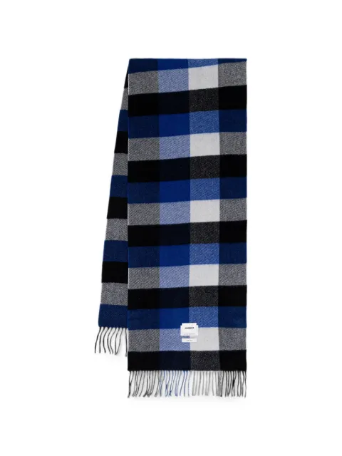 Ader Error check-pattern fringed scarf Blue BO01FWAC0403BL