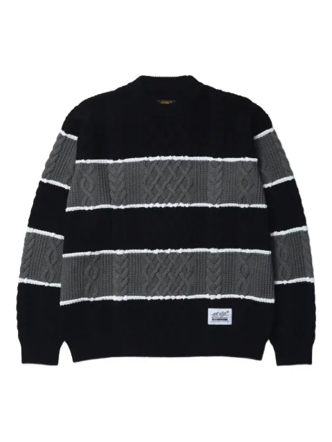 Neighborhood striped cable-knit sweater Black 252ZMEBNKNM01