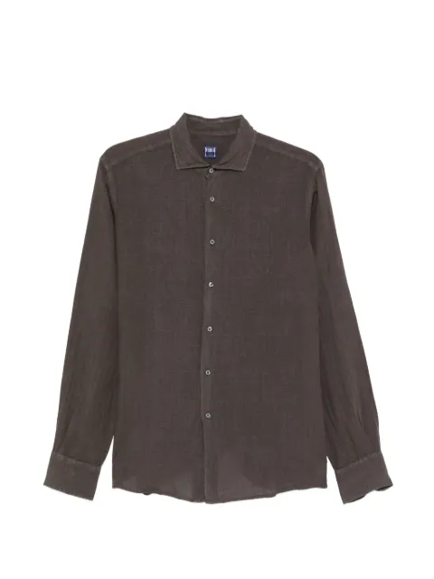 Fedeli Nick slub-texture shirt Brown TUD00501