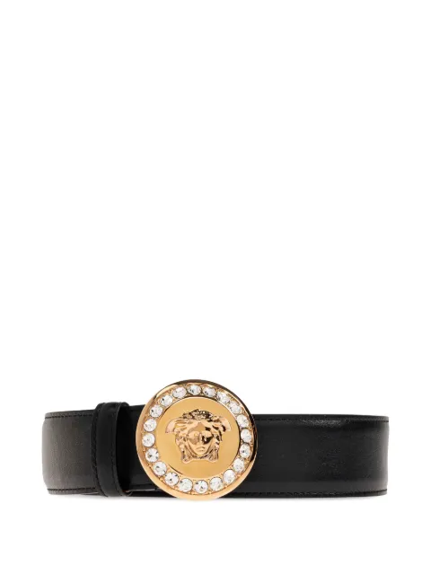 Versace crystal-embellished Medusa-buckle belt Black 10223591A01051