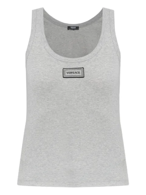 Versace ribbed stretch cotton tank top Grey 10232101A17223