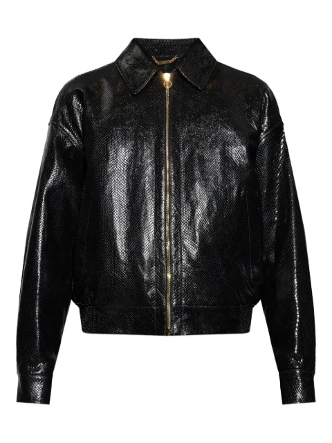 Versace python-effect leather blouson Black 10210701A15373