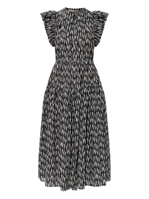 Ulla Johnson Kairi ruffled print midi dress Black PS260167