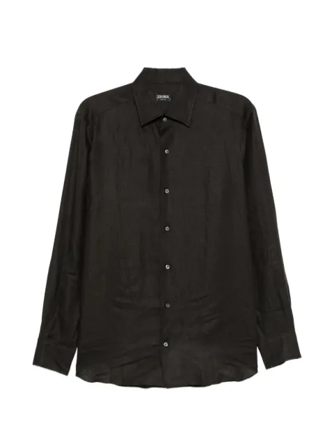 Zegna long-sleeve button-up shirt Brown UHX30A3SRO3