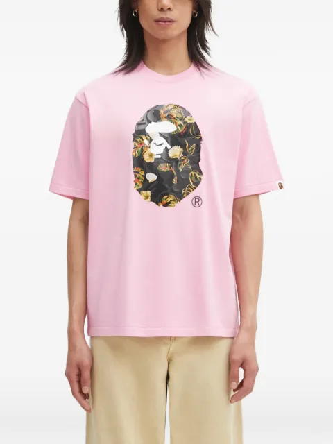 A BATHING APE® Vacation Pattern Ape Head graphic-print T-shirt Pink 1L30110335