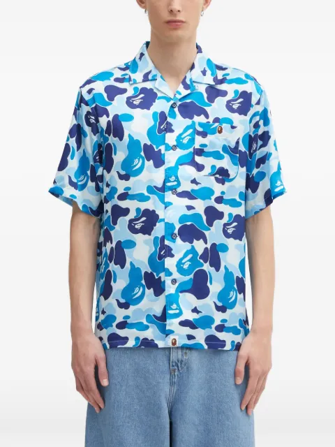 A BATHING APE® camouflage short-sleeve shirt Blue 001SRL301007M