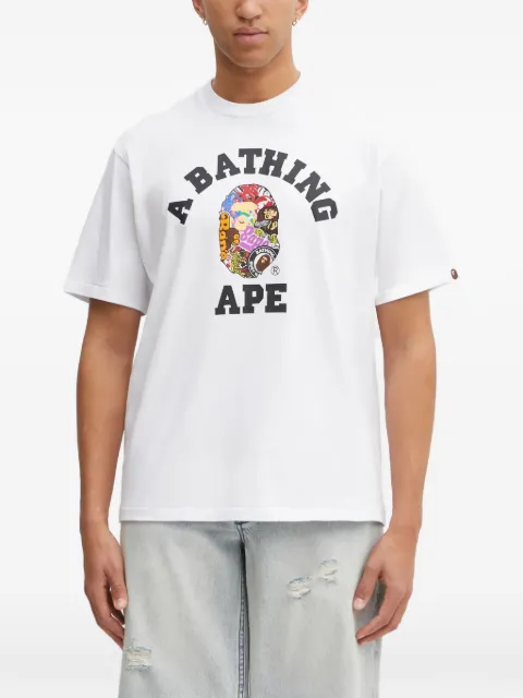 A BATHING APE® Multi Logo College graphic-print T-shirt White 1L30110358