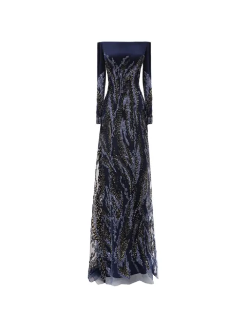 Gemy Maalouf beaded gown Blue EDPF252079LD