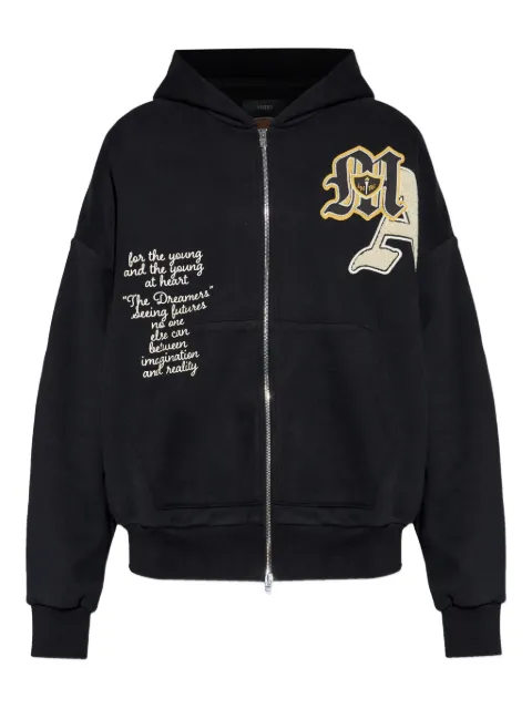 AMIRI logo-appliqué full-zip hoodie Black AMTOJR1014