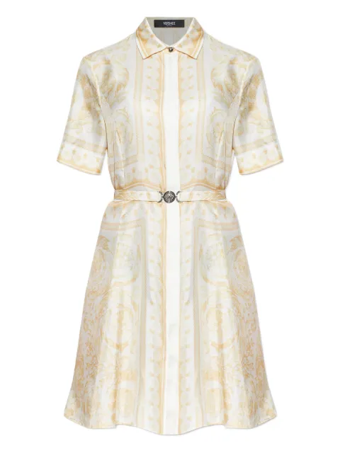 Versace printed silk twill mini shirt dress White 10210091A15215