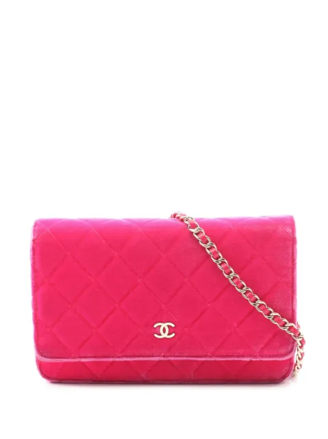 CHANEL Pre-Owned 2015-2016 CC Quilted Velvet Wallet on Chain crossbody bag Pink 3J1PA8FAX3PO0V14