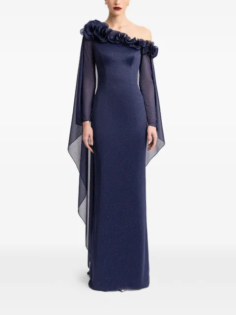 Gemy Maalouf asymmetric-neck gown Blue EDPF252072LD