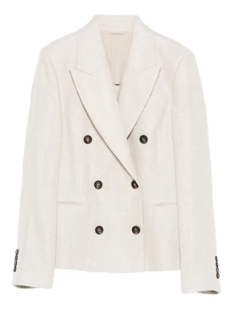 Brunello Cucinelli button herringbone blazer Neutrals MH5287413C001