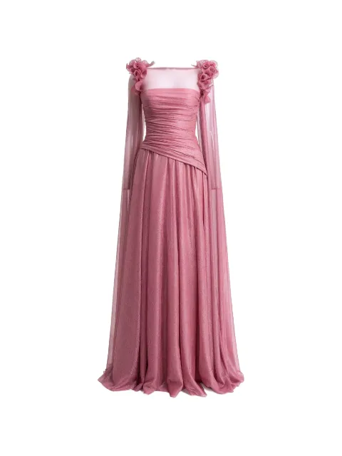 Gemy Maalouf detachable-cape ruffled gown Pink EDPF252067LDT