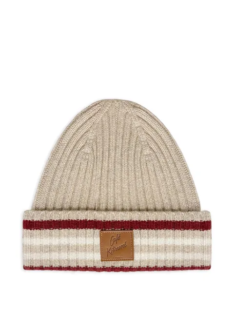 CAFÉ KITSUNÉ logo-patch beanie hat Neutrals PU06102KT1179
