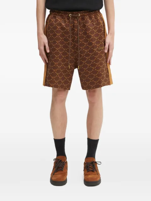 A BATHING APE® printed side-stripe shorts Brown 1L30153320