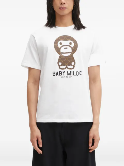 A BATHING APE® College Monogram Baby Milo graphic-print T-shirt White 002TEL301008M