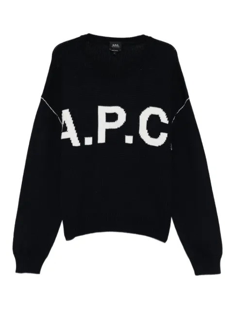 A.P.C. logo-lettering sweater Blue WOASLM23009