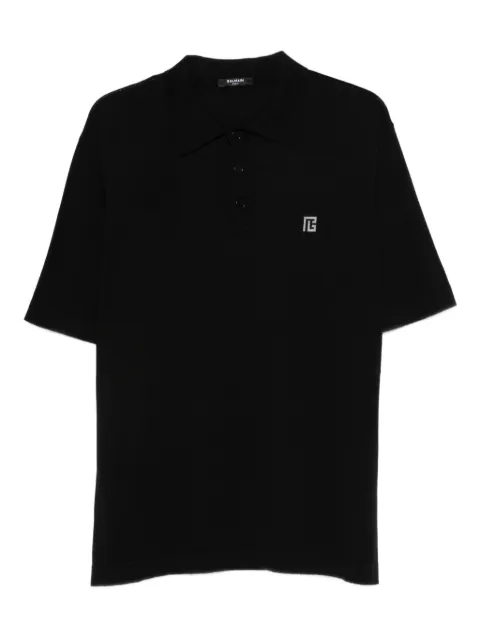 Balmain embroidered cotton polo Black GH1GB044KJ53