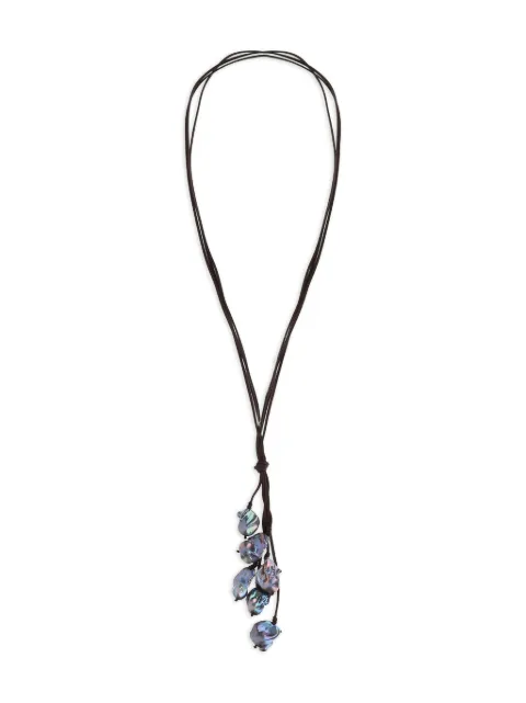 Mela pearl-pendant suede necklace Black VTAHITICLUSTERT