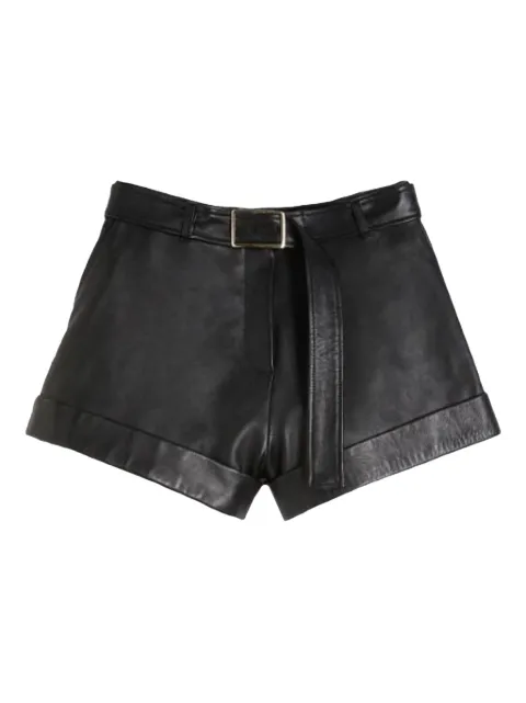 Sportmax belted cuffed leather shorts Black 2612431011600