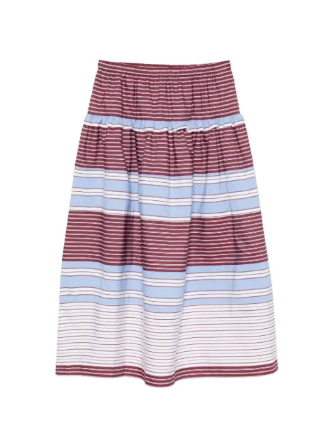 SANDRO striped tiered A-line long skirt Red SFPJU01680
