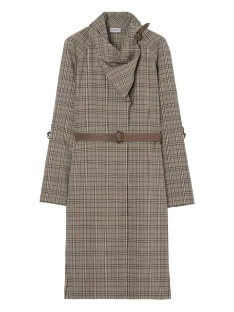 Burberry scarf-collar checked mini dress Grey 8118175