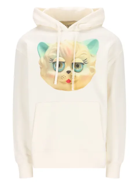 Valentino Garavani cotton hooded sweatshirt with Le Chat De La Maison print Neutrals VMF28NBD1