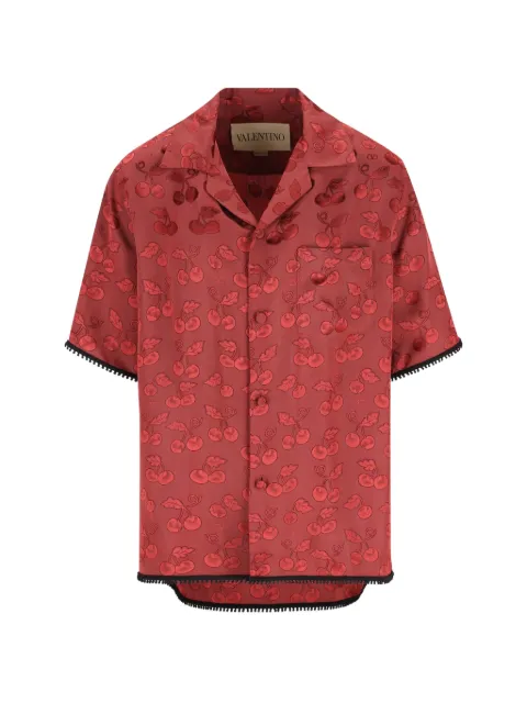 Valentino Garavani viscose bowling shirt with Cherryfic jacquard pattern Red VAAN11B8S