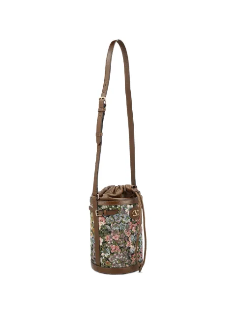 Valentino Garavani Vlogo floral-print bucket bag Brown WB0S97DBI