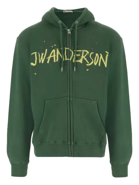 JW Anderson front-zip logo hoodie Green JW0273PG1901