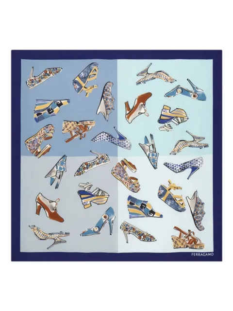 Ferragamo Genio print square scarf Blue 310231003