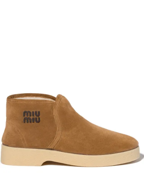 Miu Miu logo-lettering boots Brown 5T558EFD020054